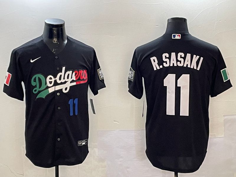 Men Los Angeles Dodgers #11 R.Sasaki Black Fashion Game 2025 Nike MLB Jersey style 3